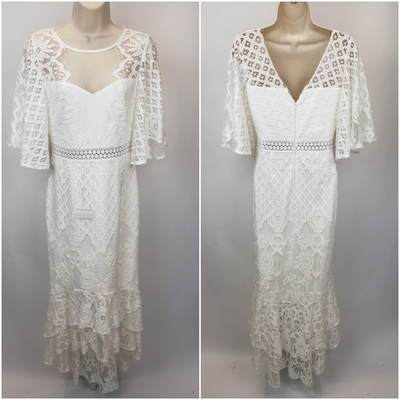 Two Sisters the Label Reyna White Dress midi lace size 4 - Picture 2 of 14